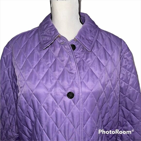 SOLD Burberry Diamond Quilt Jacket Authentic Purple Size Large Mint Condition - Picture 4 of 16